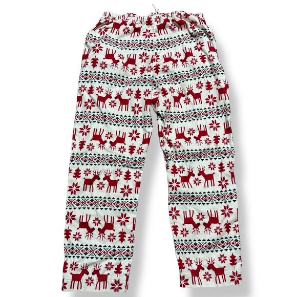 Hanna Andersson Womens Pajama Set M Fair Isle Flannel Knit Deer Christmas Pants - Picture 7 of 12